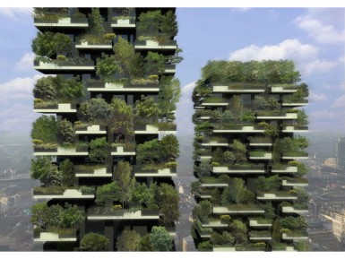 Небоскребы Bosco Verticale с живыми деревьями